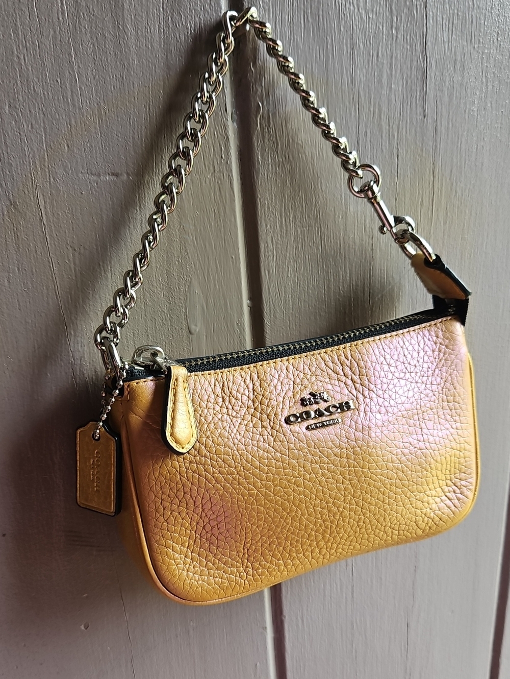 Coach Hologram Nolita 15 Pebbled Leather Wristlet